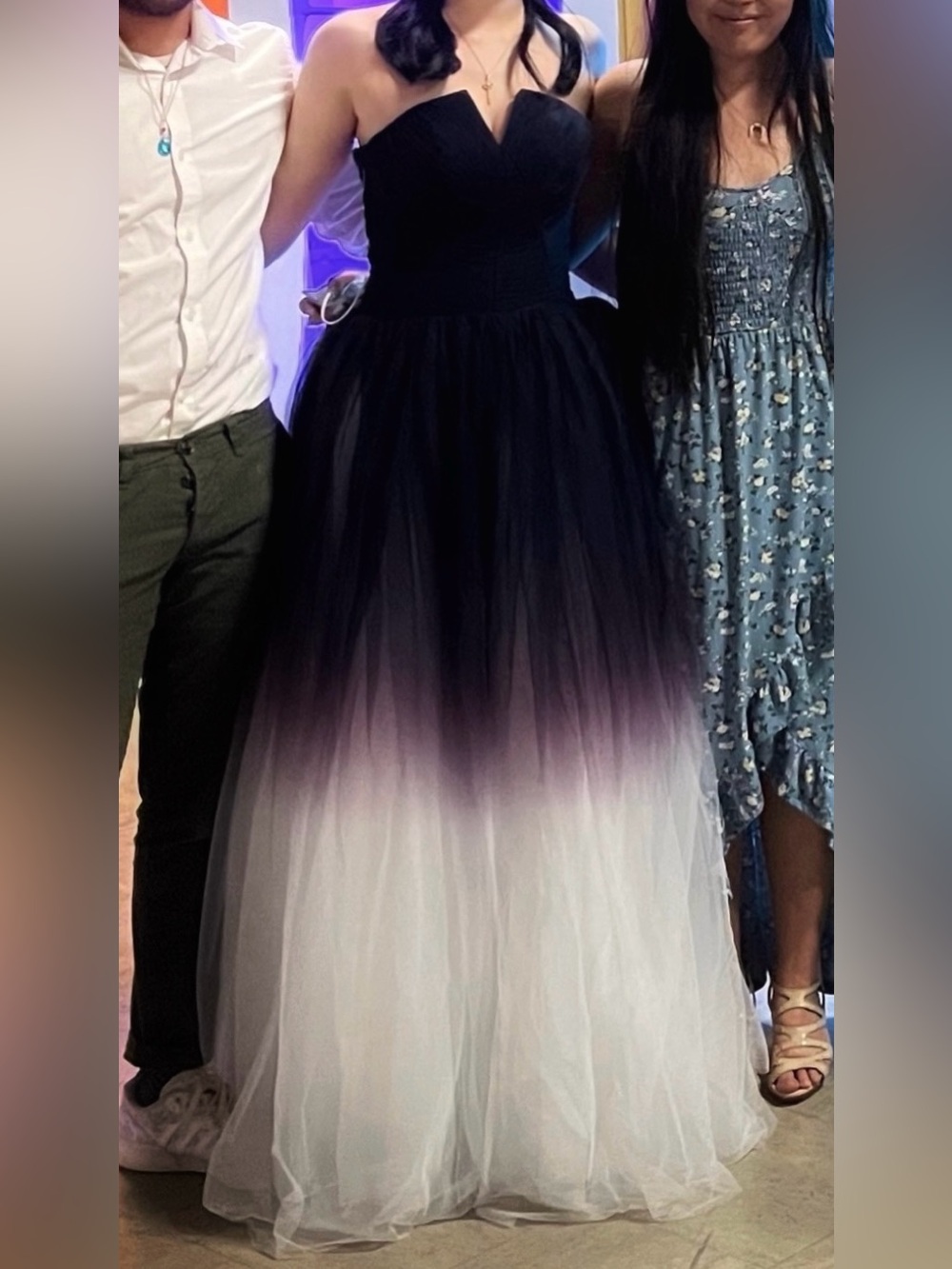 Ombre Tulle Maxi Gown - Purple to White